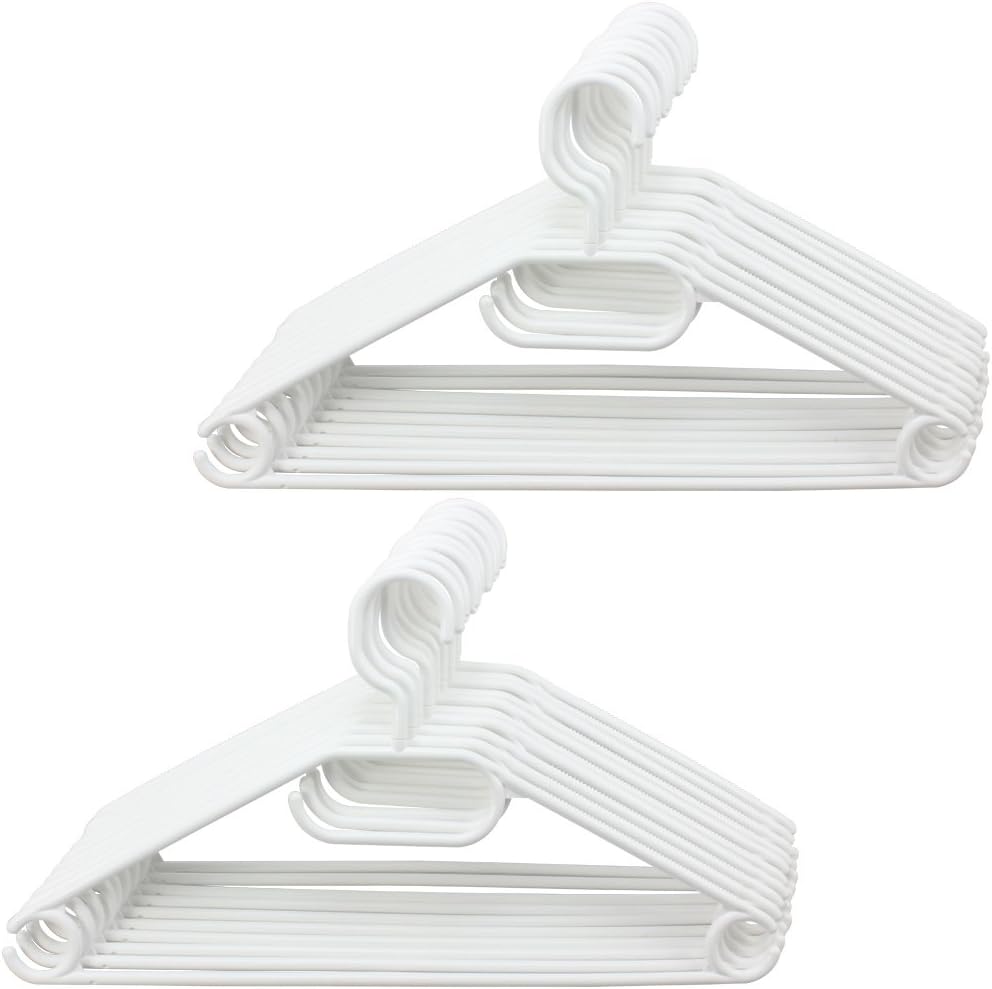 com-four® 50x Kleiderbügel weiss mit drehbarem Haken - Garderobenbügel für Anzug und Kostüm mit Ruts