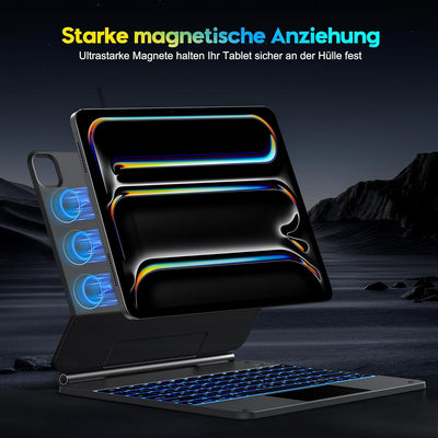 OMOTON Bluetooth Magnetic Tastatur Hülle für iPad Pro 13 Zoll (M4, 2024), iPad Pro 13 Tablet Tastatu