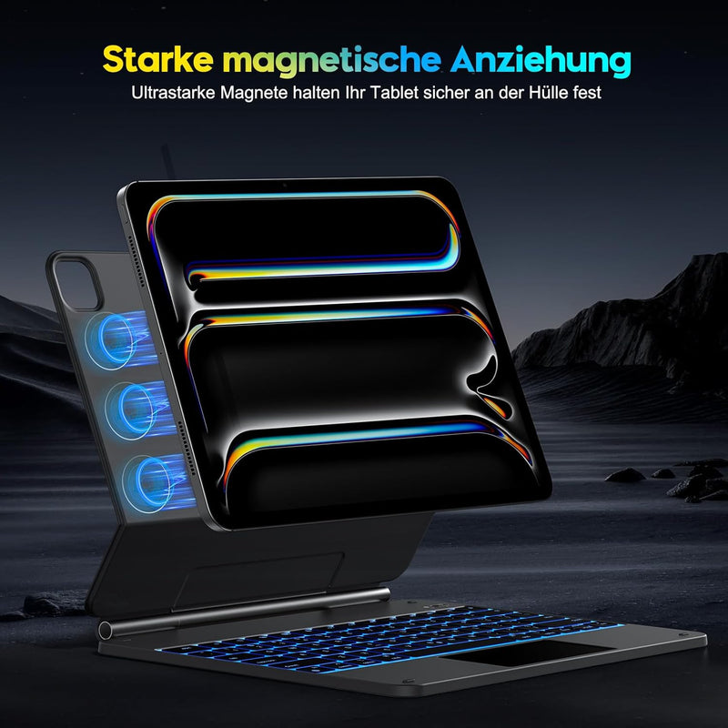 OMOTON Bluetooth Magnetic Tastatur Hülle für iPad Pro 13 Zoll (M4, 2024), iPad Pro 13 Tablet Tastatu