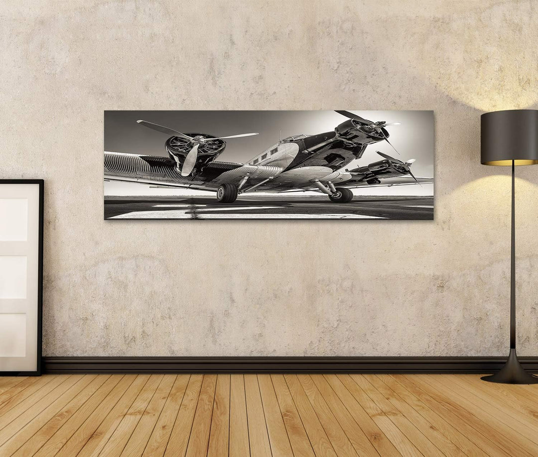 islandburner Bild auf Leinwand Flugzeug Oldtimer Historisches Flugzeug Startbahn Bereit Zum Abheben