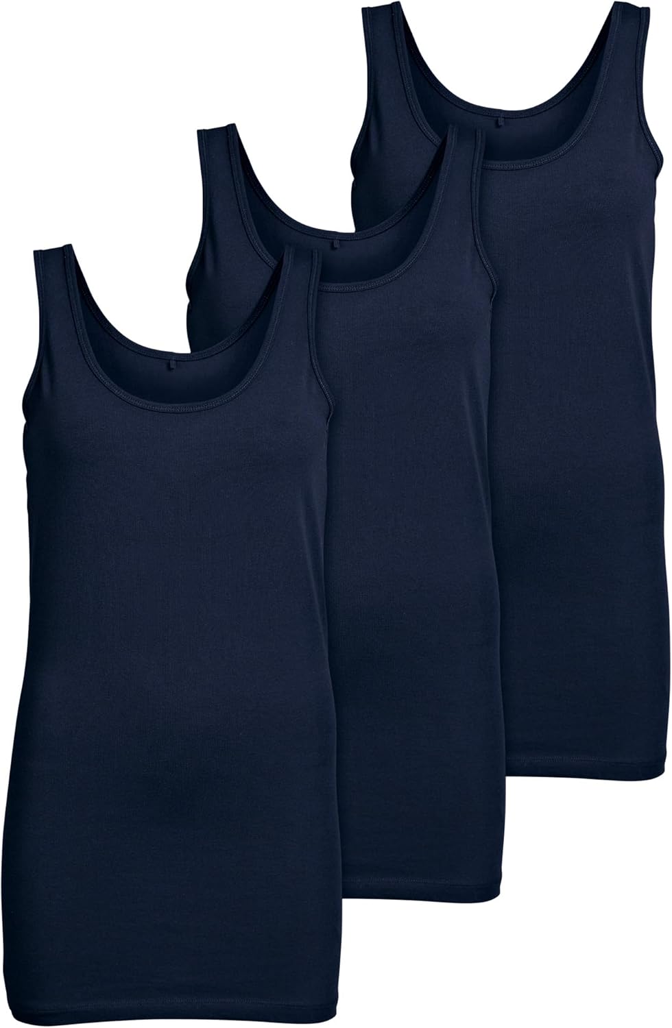 ONLY 3er Pack Damen Oberteile Basic Tank Tops weiss, schwarz, grau, blau, Creme Frauen Shirt lang So