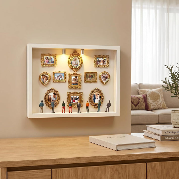 DIY Mini Museum Silhouette Box,Mini Figuren Menschen Museum, Foto Erinnerungsanzeige Set mit 11 Mini