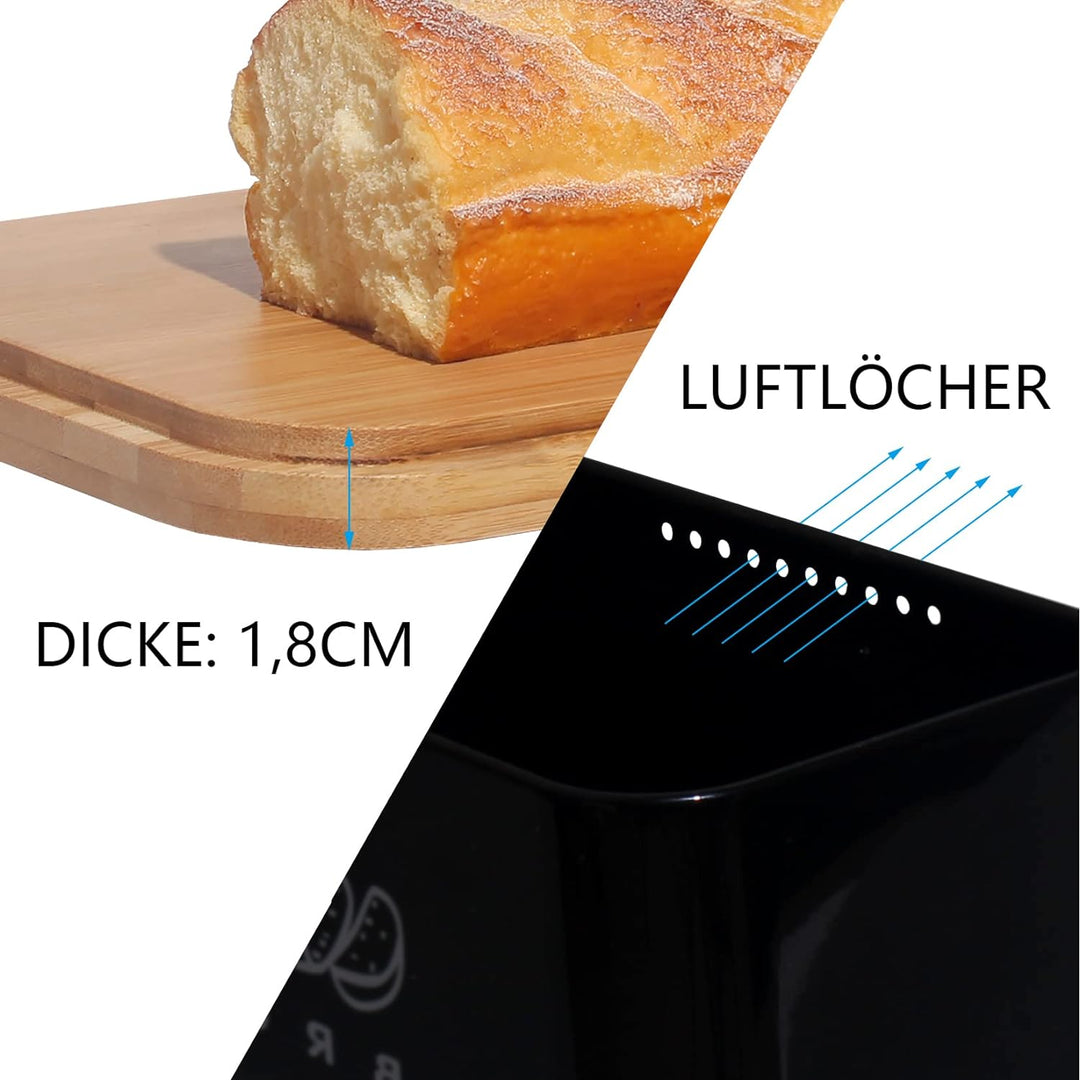 Theo&Cleo Brotkästen mit Deckel, Deckel aus Ökologisches Bambus, Kann als Schneidebrett, Geräumiger