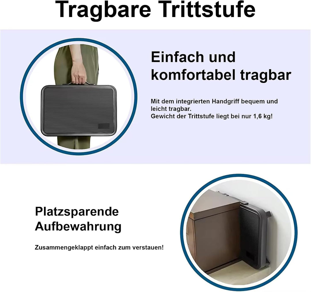 Premium Klappstufe Tritthocker – Faltbarer Camping Hocker, kompakt & leicht – Anti-Rutsch Tritt für