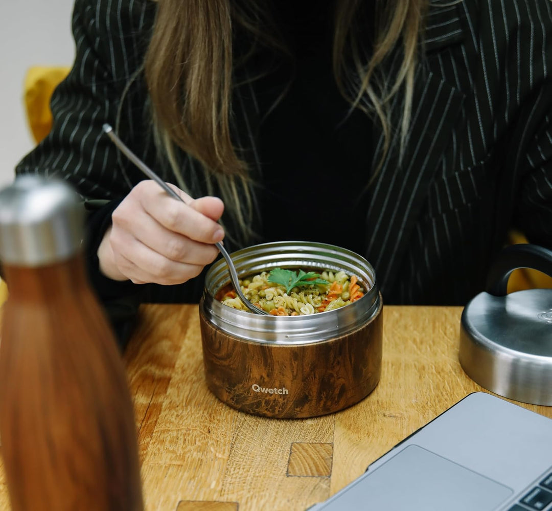 QWETCH - Thermobehälter für Essen mit Griff - 650ml Trinken - Lunchbox Edelstahl Isotherm - 5h Heiss