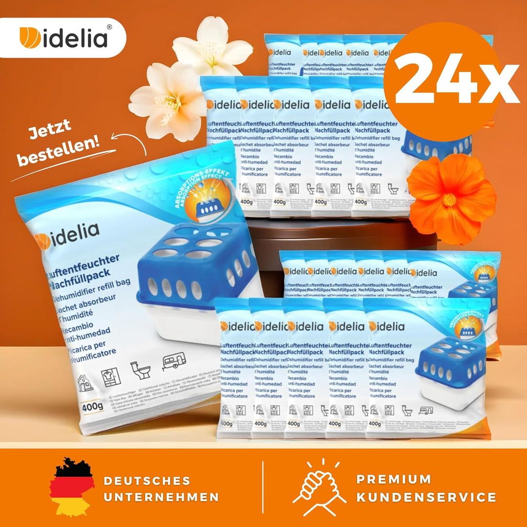 Idelia® 24x Luftentfeuchter Granulat 400g (Sparvorteiles 24er Set) NEU Raumentfeuchter Luftentfeucht