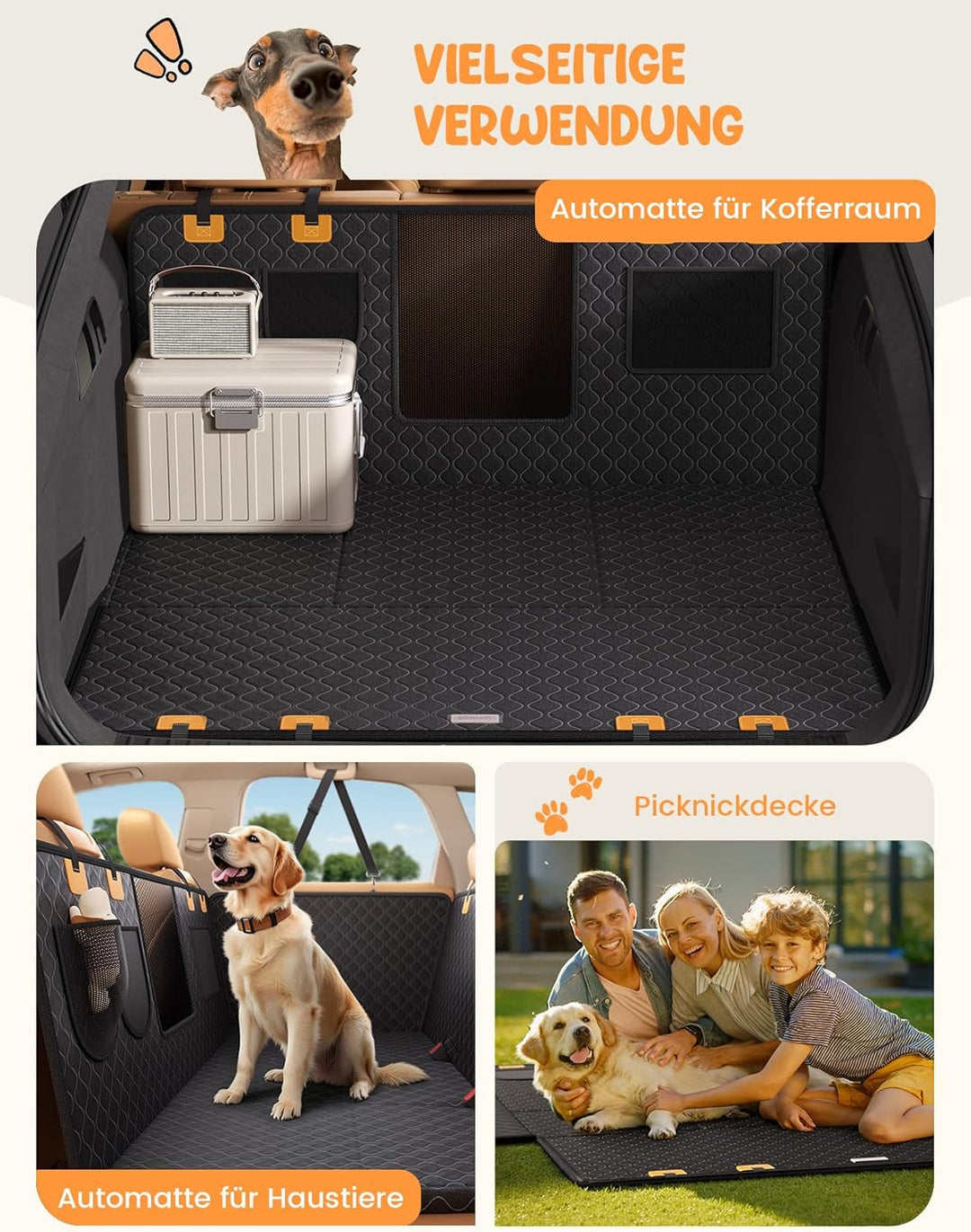 Lamicall Hundedecke Auto Rückbank, Autoschondecke Hund - [TOP Reissfestigkeit] Wasserdichte Hundemat