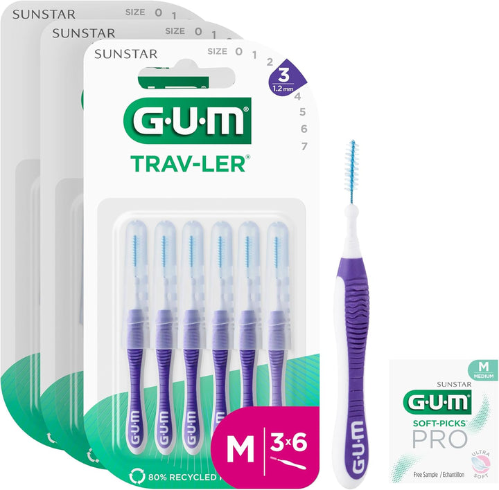 GUM TRAV-LER Professionelle Interdentalbürsten | Borsten mit antibakteriellem Schutz | Beschichteter