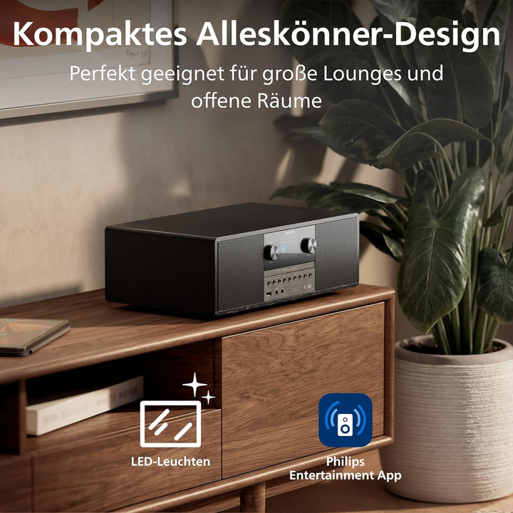 Philips TAM6500/10 100-Watt-Mikro-Musiksystem, Bluetooth 6.0, Auracast, DAB+/UKW-Radio, CD/USB/Audio