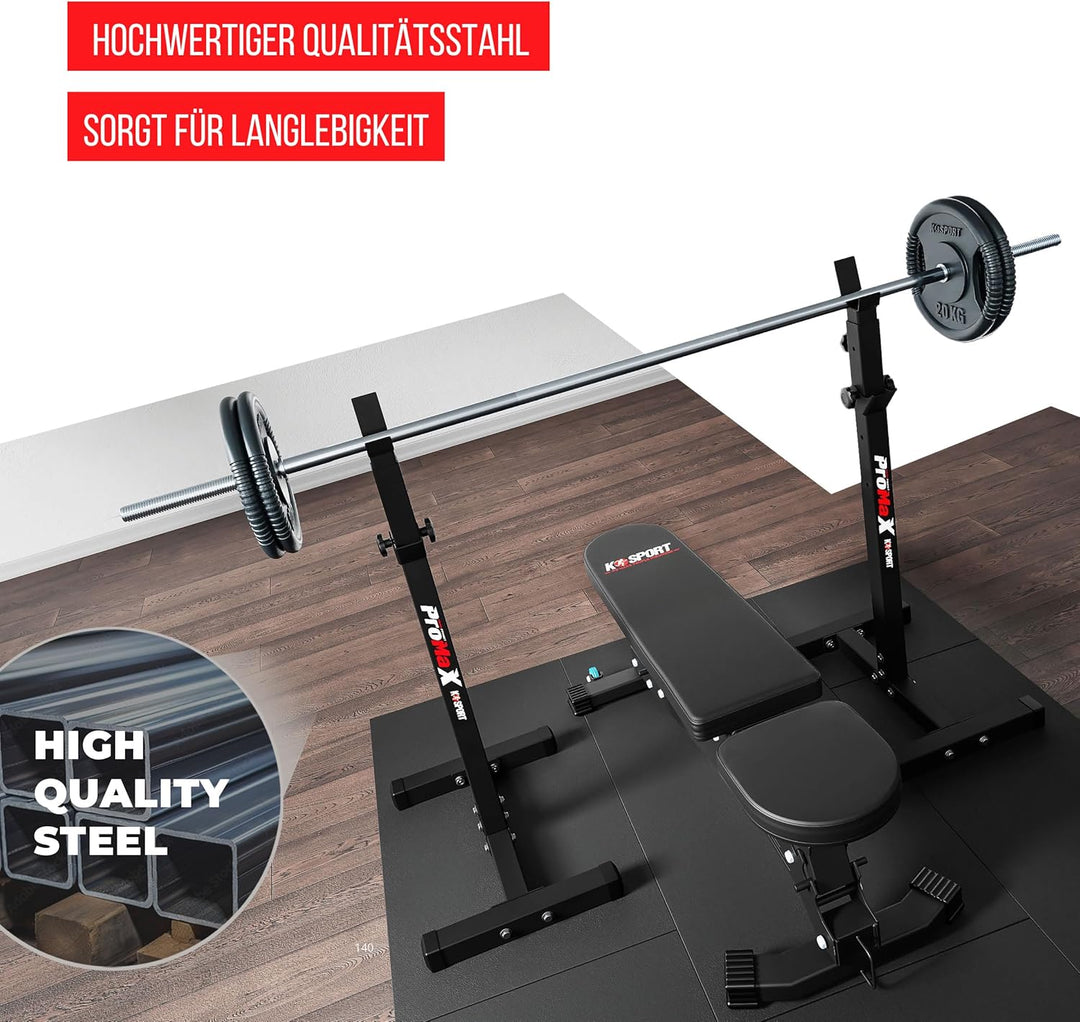 K-Sport: Langhantelablage bis 180kg belastbar I Squat-Rack für Langhanteltraining I Hantel-Ablage fü