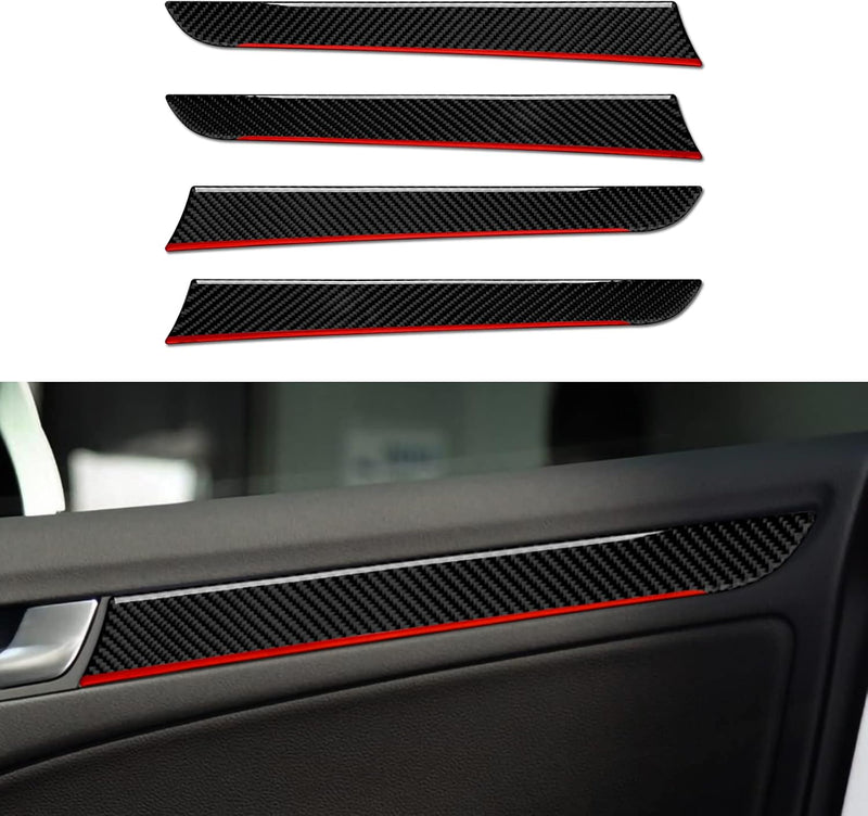 4PCS Kohlfaser Auto Türverkleidung Dekoration Aufkleber Autotür Strip Trim Kompatibel mit Audi A4 (2