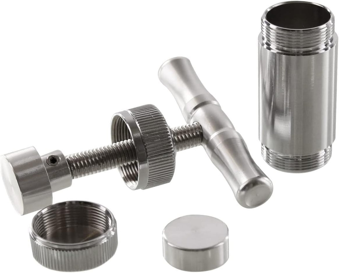 Pollenpresse aus Edelstahl, Höhe 8,5 cm, Durchmesser 2,5 cm, zur Herstellung von Coins aus Pflanzenm