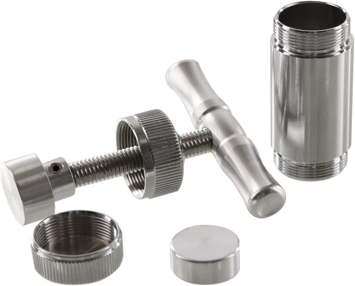 Pollenpresse aus Edelstahl, Höhe 8,5 cm, Durchmesser 2,5 cm, zur Herstellung von Coins aus Pflanzenm