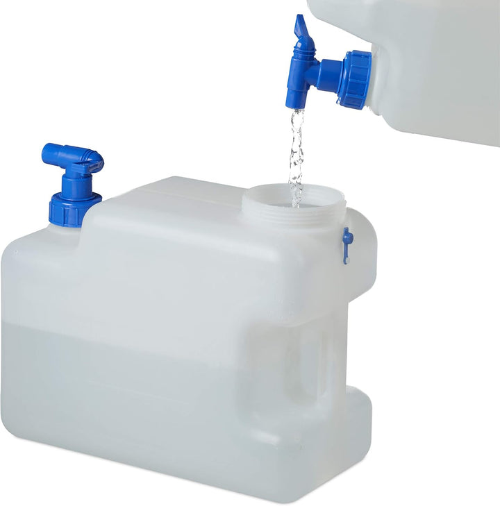 Relaxdays Wasserkanister mit Hahn, Weithals Schraubdeckel, Trinkwasserkanister Camping, 12L, Kunstst