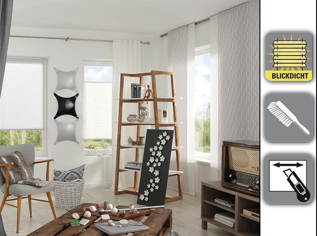 Gardinia Plissee zum Klemmen, Blickdichtes Faltrollo, Alle Montage-Teile inklusive, EASYFIX Plissee