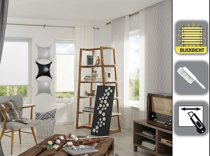 Gardinia Plissee zum Klemmen, Blickdichtes Faltrollo, Alle Montage-Teile inklusive, EASYFIX Plissee