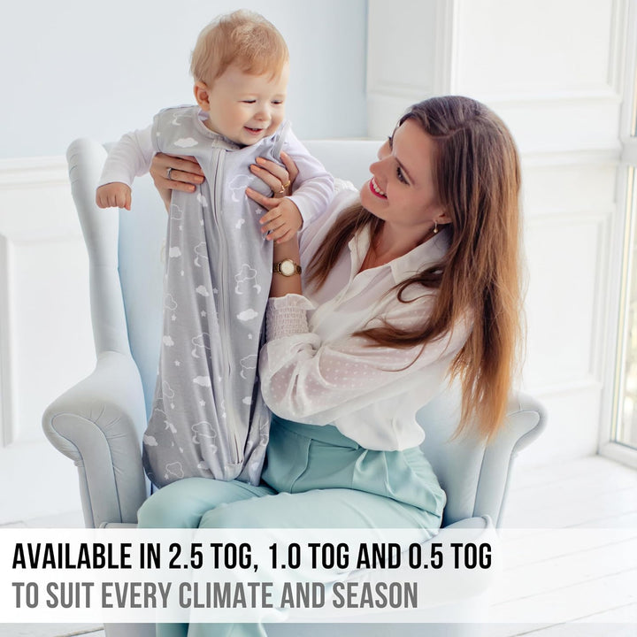 Mama Cheetah Baby Schlafsack mit Ärmeln, 0.5 TOG Bio-Baumwolle Wearable Blanket und Zwei-Wege-Reissv