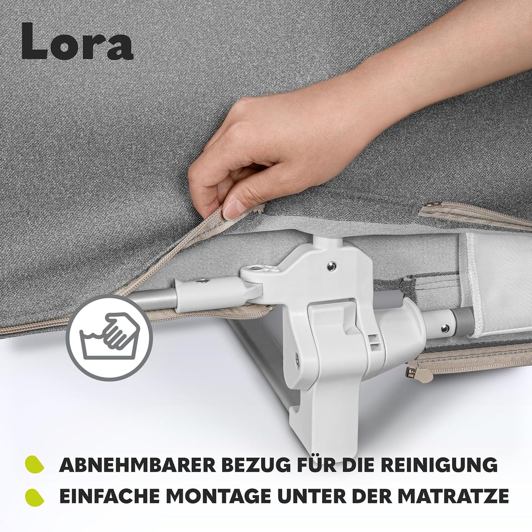 Lionelo Lora Tragbares Bettschutzgitter für Kinder, Neigungsverstellung bis 180°, klappbares Schutzg