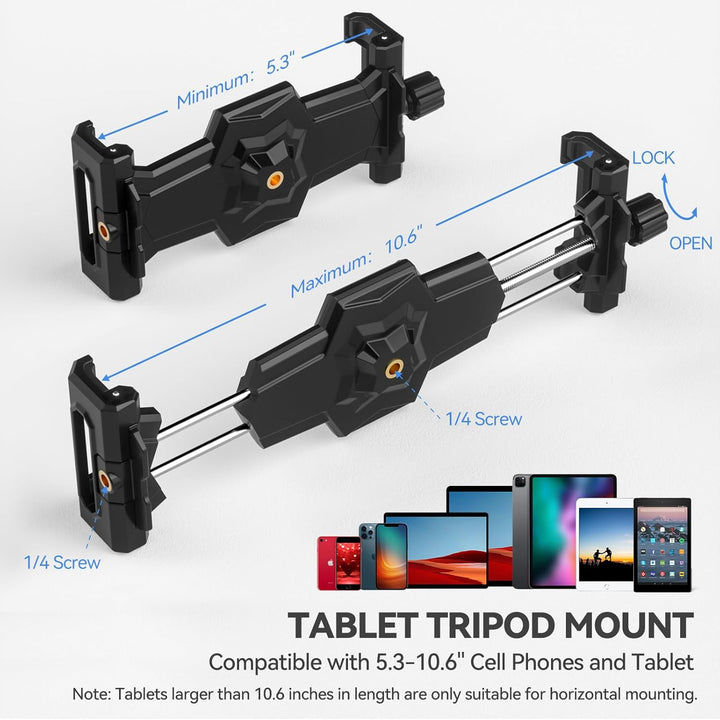 KDD iPad Halterung Adapter für Stativ, Tablet Halterung mit Kugelkopf, Tablet Halterung Stativ 360°D