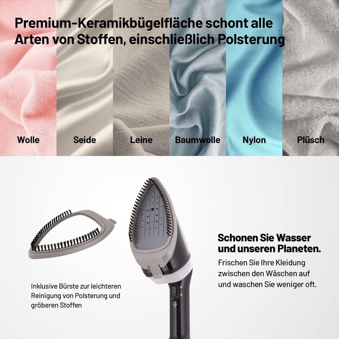 Lauben 1950BC Steamer Dampfglätter, 1950W, 170ml, leichte Reise Handbügeleisen, Dampfbürste heiss in