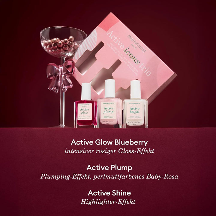 Manucurist Active Icons Trio Nagellack Weihnachtsset – Active Glow Blueberry, Active Shine, Active P