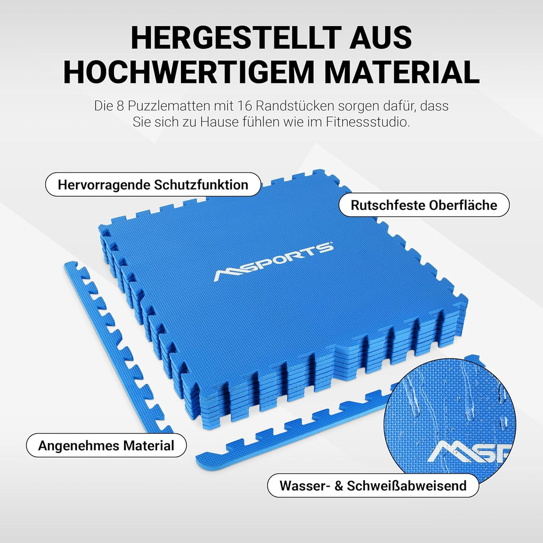 MSPORTS Bodenschutzmatten Set Premium - 8 Schutzmatten in verschiedenen Farben 3,175m² | Bodenschutz
