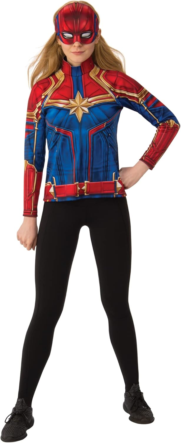 Rubie's Official Marvel, Captain Marvel Top and Headpiece Kit, Adult Superhero Fancy Dress, S