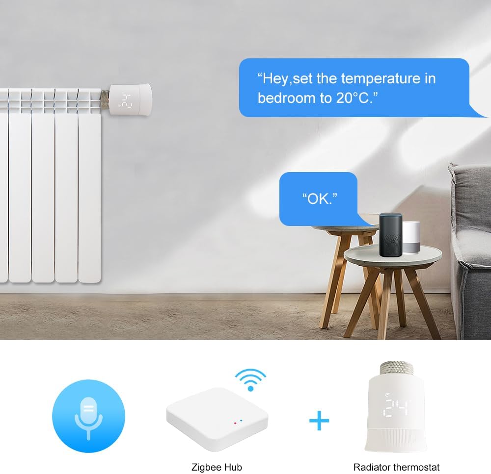 KETOTEK Smartes Heizkörperthermostat WLAN, Zigbee Thermostat Heizung Smart mit Tuya APP, Alexa & Goo