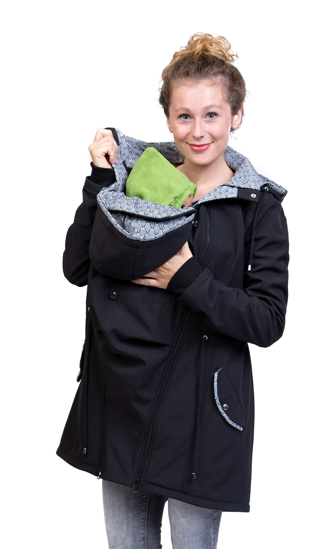 Viva la Mama 4in1 Trageparka für Tragen auf dem Rücken oder der Brust, Allwetter Softshell - PINA M