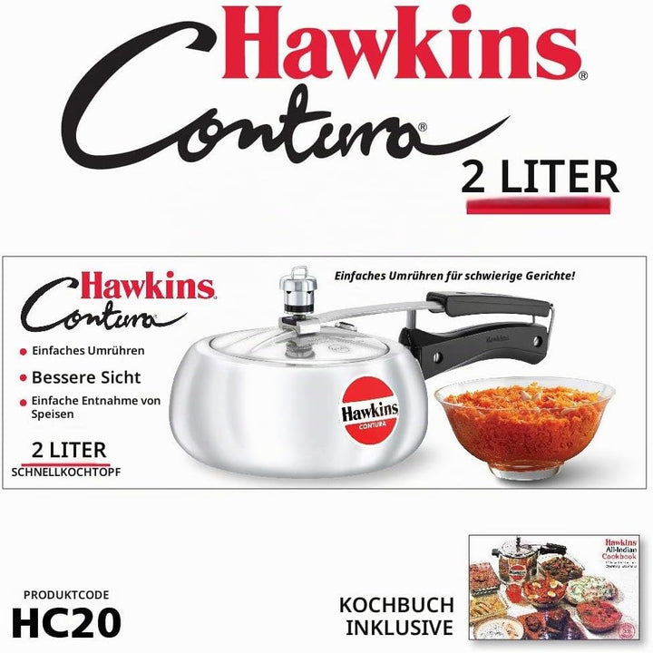 Hawkins HC20 Contura Schnellkochtopf, klein, Aluminium 2 litre, 2 litre