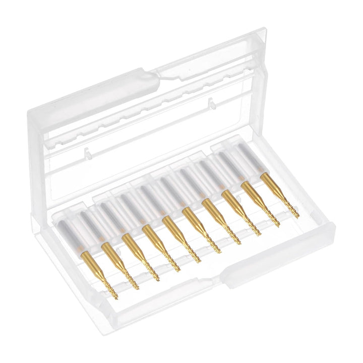 QUARKZMAN 10 Stück Hartmetallfräser 1.7mm Schaft 6-Flöten CNC Fräser Gold | 4-NutenTitanbeschichtung