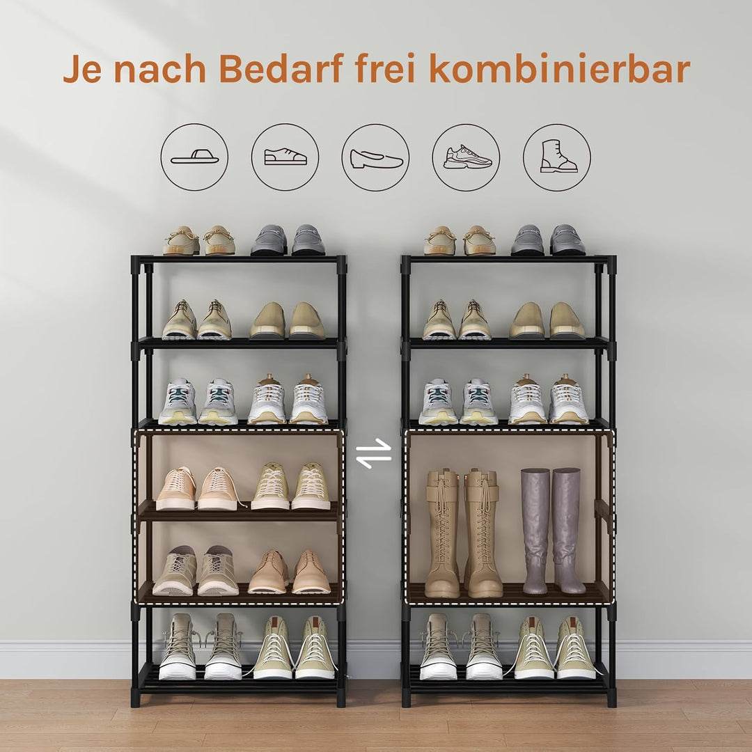 WOLTU Schuhregal schmal 6 Ebenen, Schuhorganizer Schuhaufbewahrung platzsparend, offener Schuhschran