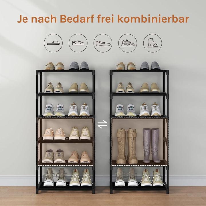 WOLTU Schuhregal schmal 6 Ebenen, Schuhorganizer Schuhaufbewahrung platzsparend, offener Schuhschran