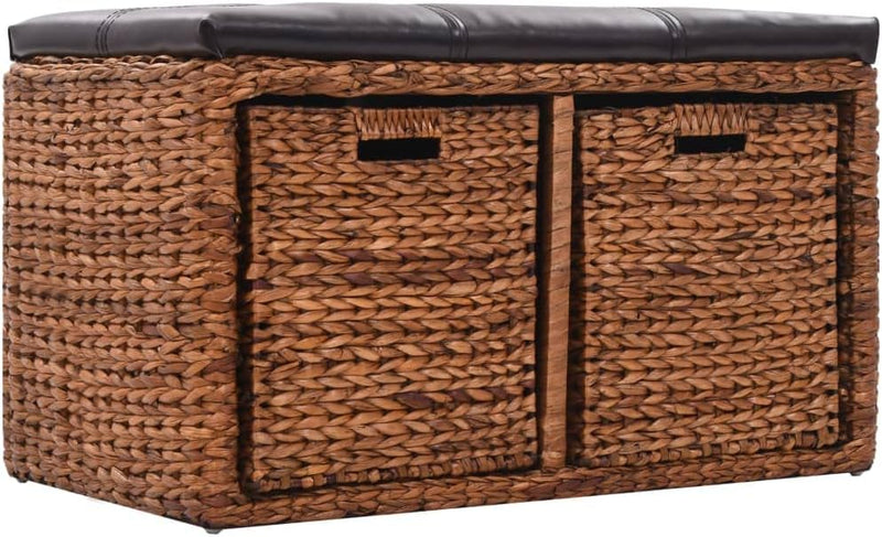 homiuse Sitzbank 71x40x42 cm mit 2 Körben und Gepolsterter Sitz Sitzhocker Hocker Bank Aufbewahrungs