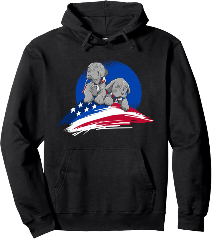 Patriotic Dog Puppies Lover US Flag Design American Flag Pullover Hoodie