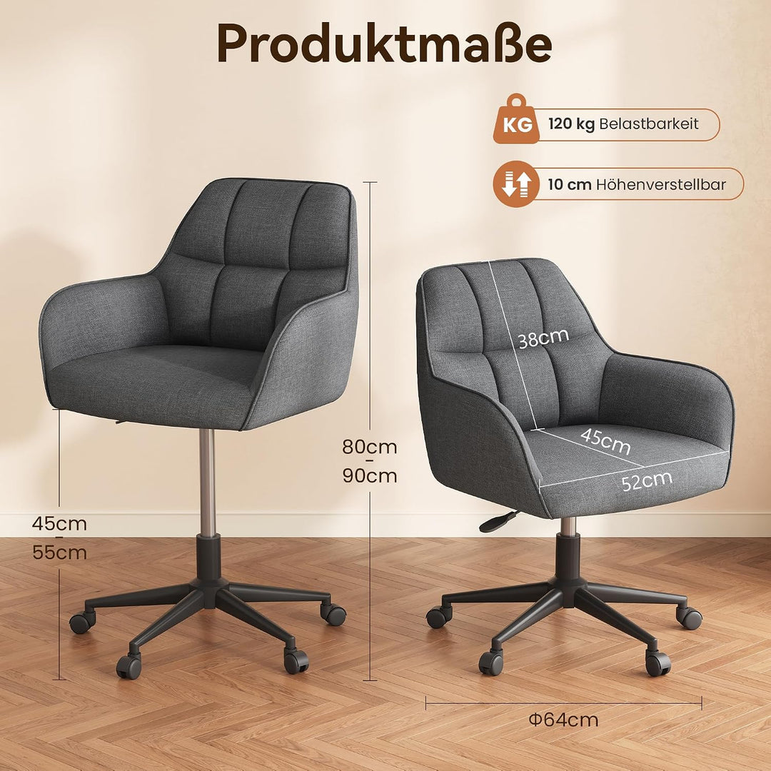 YOUDENOVA Schreibtischstuhl, Drehstuhl mit Rollen, Schminkstuhl Höhenverstellbar, Homeoffice Stuhl,