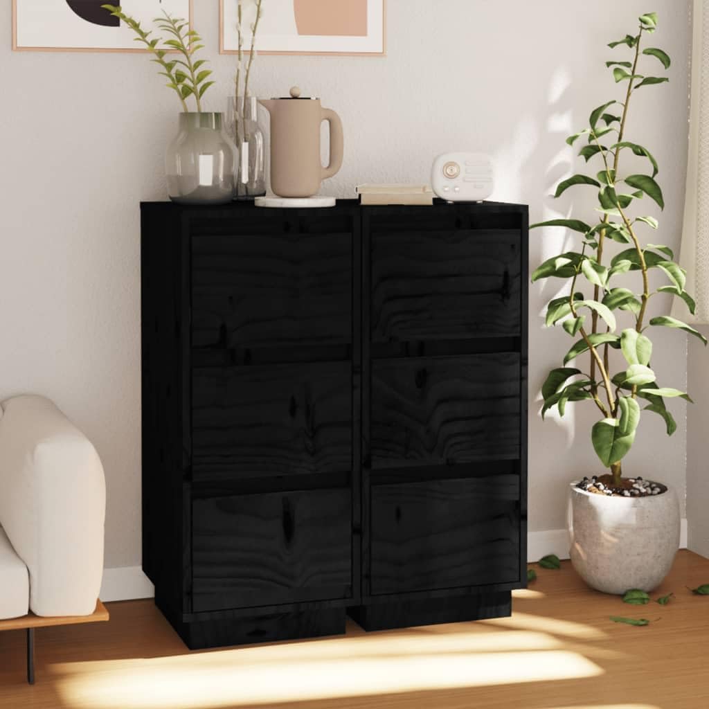 vidaXL 2X Sideboard mit 3 Schubladen Kommode Anrichte Schrank Beistellschrank Mehrzweckschrank Schub