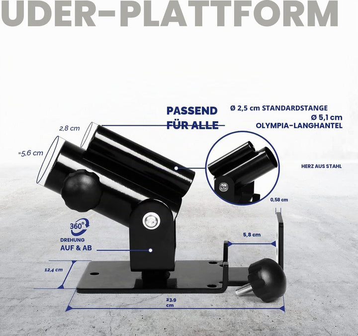 Yes4All Deluxe T-Bar Row Plattform - 360° schwenkbar - Passend für 1" Standard und 2" Olympiastangen