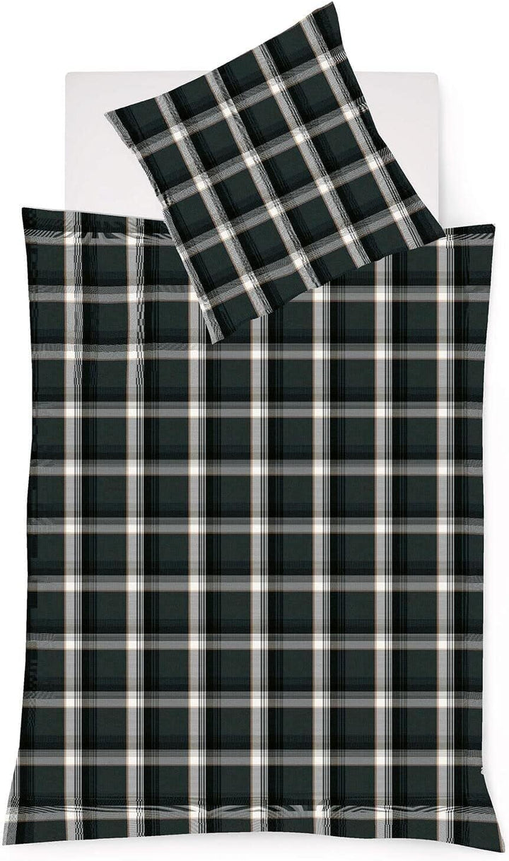 fleuresse gewebte Edelflanell Bettwäsche Lech Bomaderry schwarz-weiss 1 Bettbezug 200 x 200 cm + 2 K