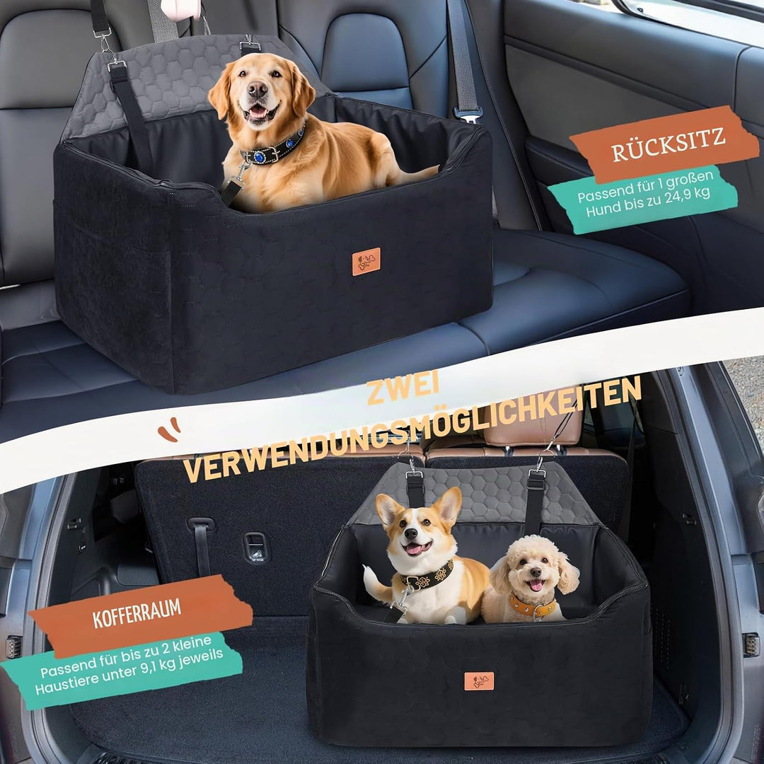 Hunde Autositz für Mittlere/Grosse 78x55x53cm, Abnehmbarer und Waschbarer Sitzerhöher Hundebett Auto