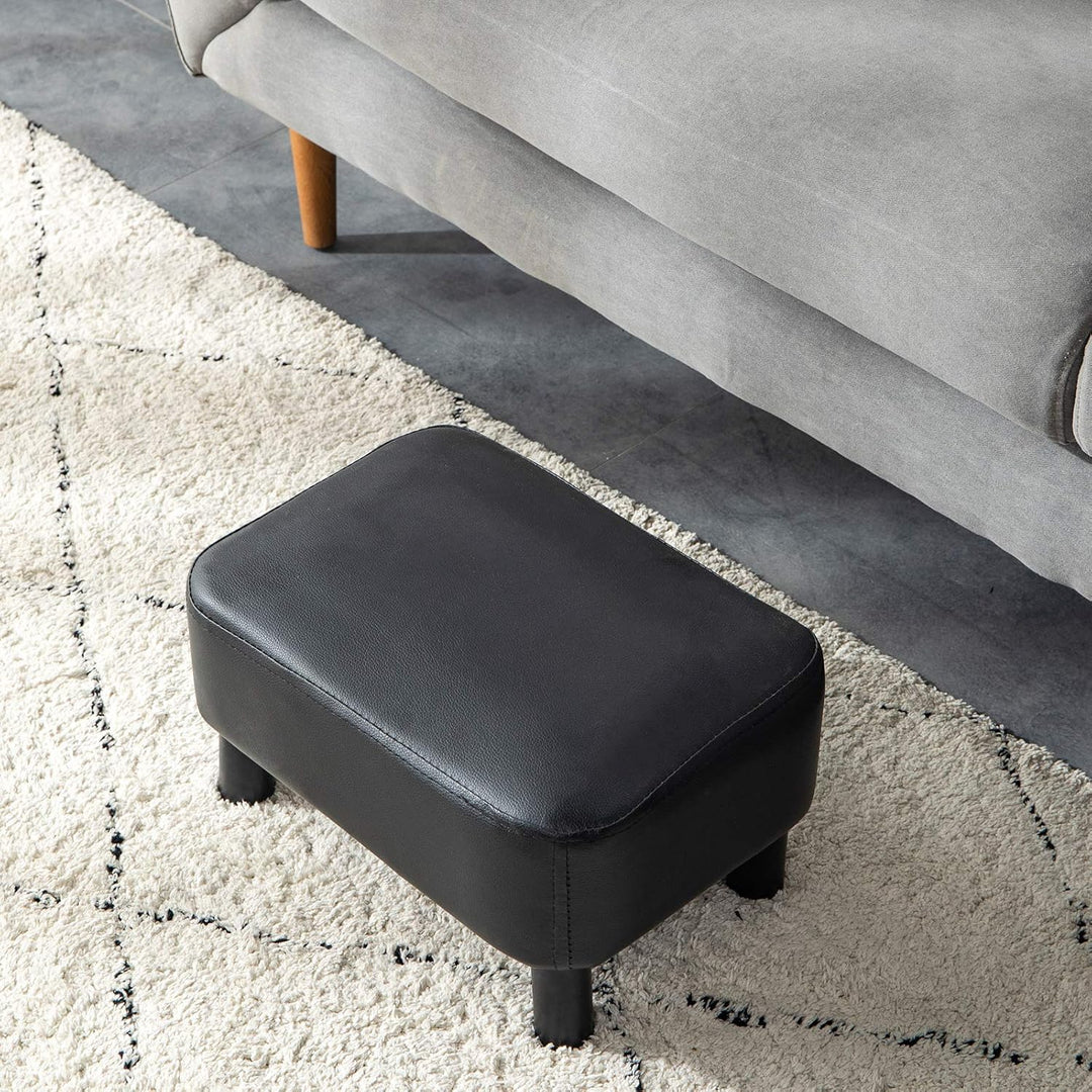 YMYNY Rechteckiger Fusshocker Sitzbank, 42 x 29 x 23 cm, Gepolsterter Hocker aus PU-Leder, mit Holzb