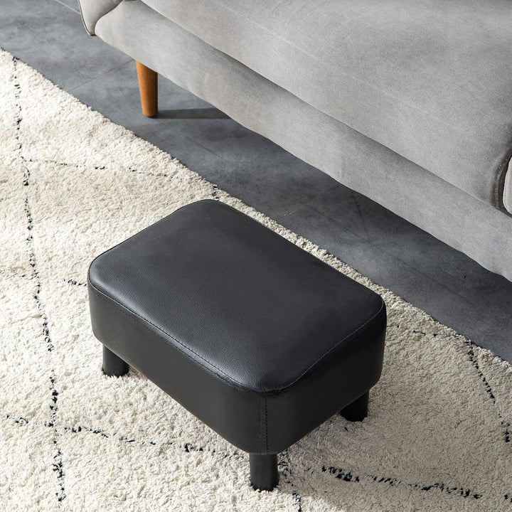YMYNY Rechteckiger Fusshocker Sitzbank, 42 x 29 x 23 cm, Gepolsterter Hocker aus PU-Leder, mit Holzb