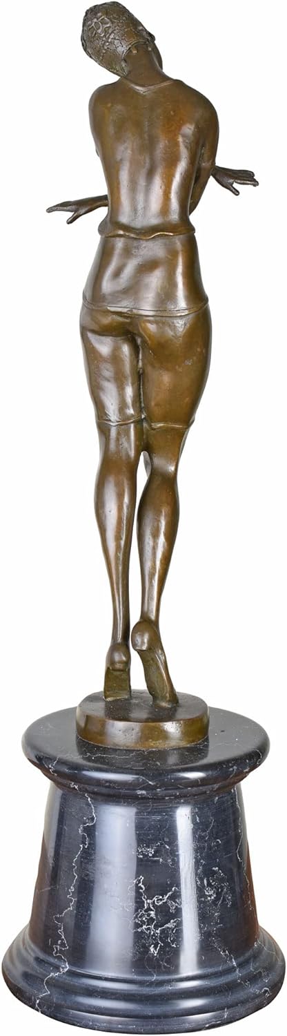 Bronzefigur Art Deco Skulptur Frauenfigur Bronze Frau auf Marmorsockel 50cm Pax012 Palazzo Exklusiv