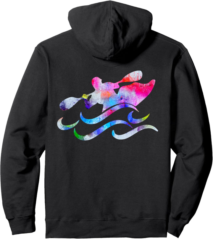 I Yak Kayaker Paddling Kayak Watercolor Art Novelty Gift Pullover Hoodie