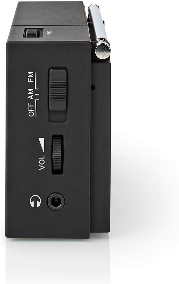 Nedis UKW/AM-Radio, tragbares analoges Stimmgerät im Taschenformat mit 1,5 W Lautsprecher, 3,5 mm Ko