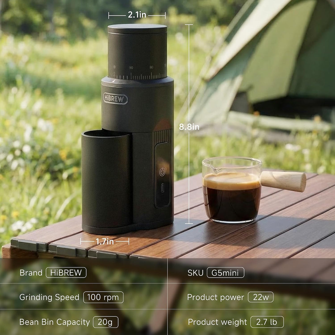 HIBREW G5mini Kabellose Tragbare Kaffeemühle, 5200-mAh-Akku