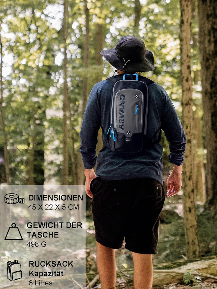 Arvano Fahrradrucksack 6l Klein MTB Rucksack mit Trinkblase 2l, Ultraleicht Mountain Bike Rucksack f