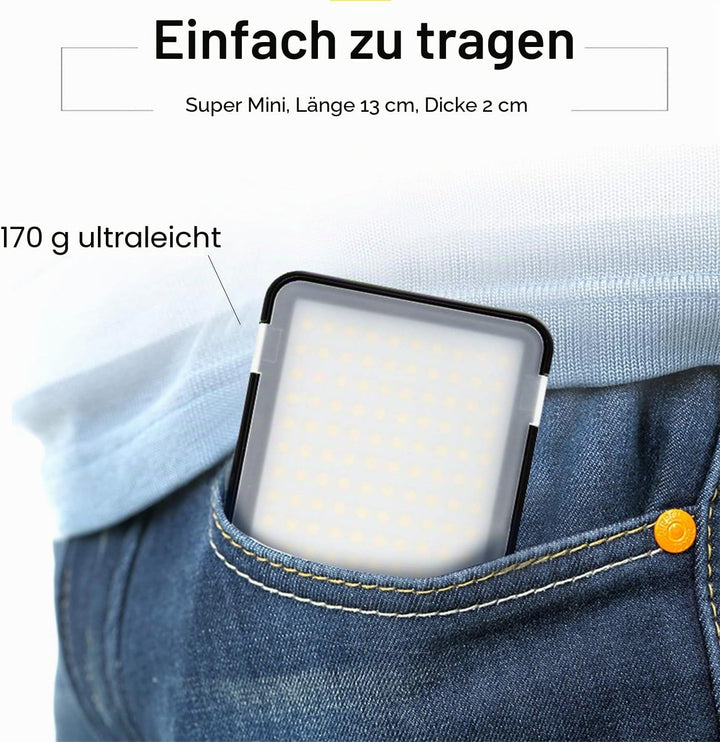 Godox LEDM150 LED-Videoleuchte, LED Video Light 5600K Dimmbare, TLCI 94+ und Lithium Batterie für Sm