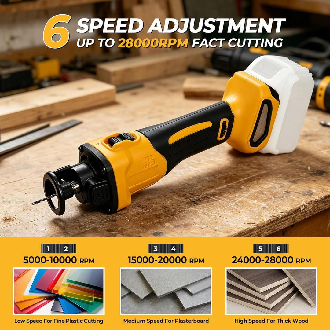 Akku Trockenbauschneider Kompatibel mit DeWalt 20V Batterie, 28000 RPM 6 Geschwindigkeiten bürstenlo