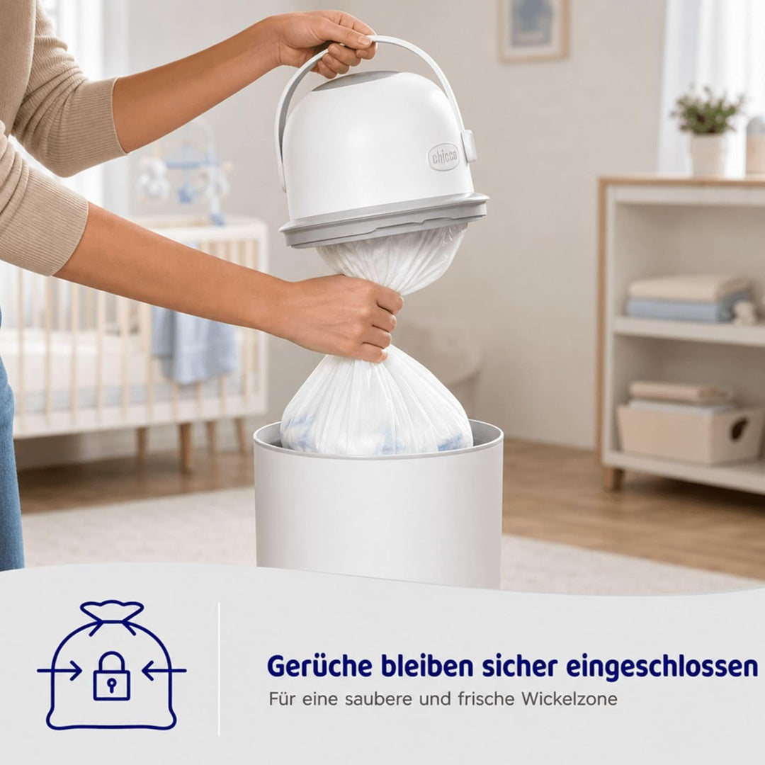 Chicco Windeleimer Nachfüllpack & Windel Blaubaer | geruchsdichte & auslaufsichere Beutel | Für saub